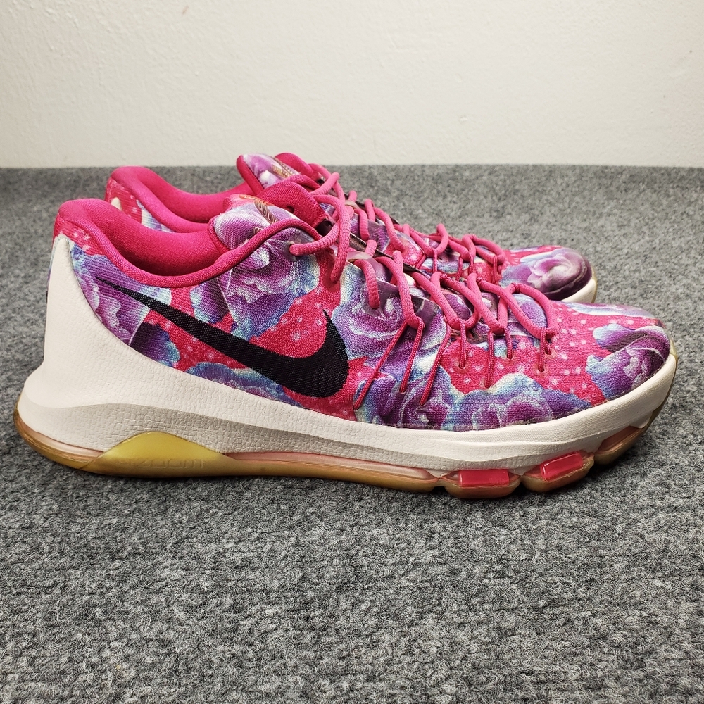Nike KD 8 Aunt Pearl Mens Size 12 Basketball Shoes Pink Floral Roses 819148-603